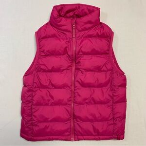 UNI QLO Pink Quilted Puffer Vest Girl’s 7-8 Winter Warm Full Zip Ski Snow School